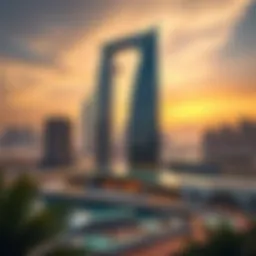 Stunning view of Fahad Tower 2 against Dubai's skyline