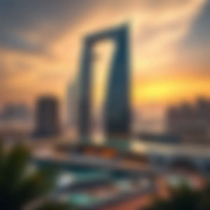 Stunning view of Fahad Tower 2 against Dubai's skyline