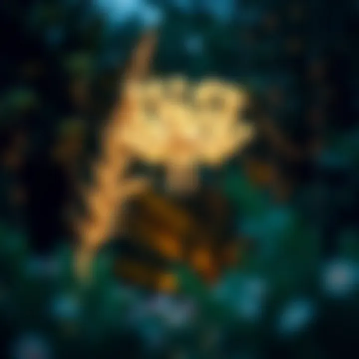 Artistic display of light installations amidst lush greenery