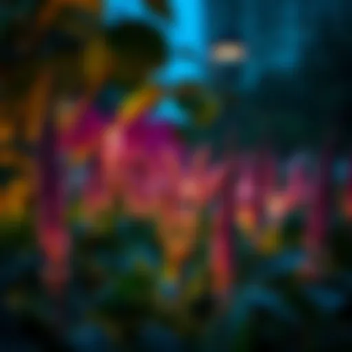 Illuminated Flora at Garden Glow A captivating view of illuminated plants at Garden Glow