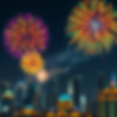 Spectacular Fireworks Over Dubai Colorful fireworks lighting up the Dubai skyline