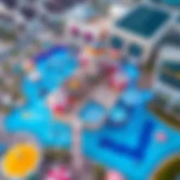 Aerial view of JBR Aqua Fun water park showcasing its vibrant attractions