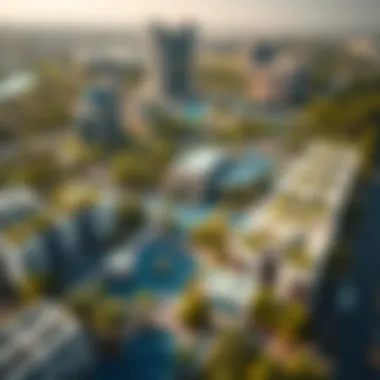 Aerial View of Jumeirah Garden City Aerial view showcasing the lush greenery and modern architecture of Jumeirah Garden City