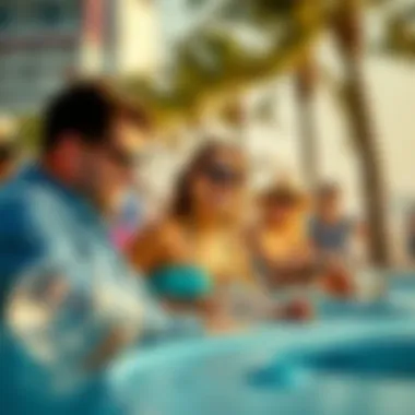 Visitors enjoying activities at La Mer Beach