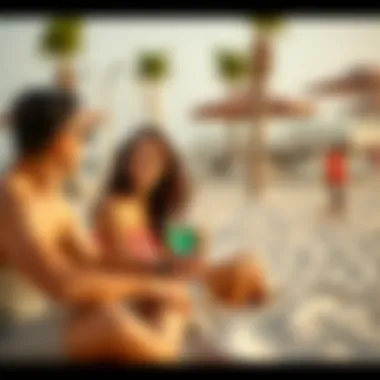 Family enjoying amenities at La Mer Beach