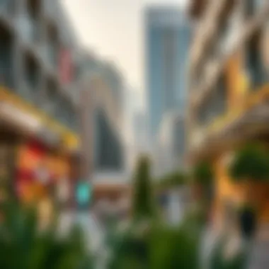 Urban Amenities in Al Falah New Shopping and dining district in Al Falah New illustrating urban amenities