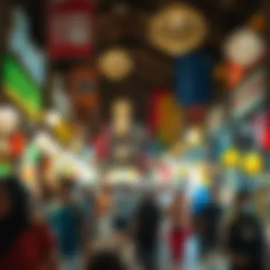 The Energetic Atmosphere of Meena Market A bustling scene of shoppers enjoying their time at Meena Market