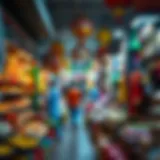 Vibrant marketplace filled with colorful goods in Meena Market