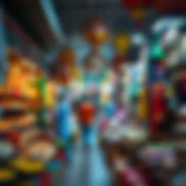 A Colorful Showcase of Meena Market's Offerings Vibrant marketplace filled with colorful goods in Meena Market