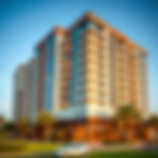 Stunning exterior view of Millennium Place Barsha Heights Apartments showcasing contemporary architecture