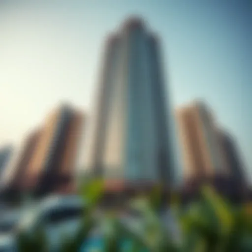 Stunning Façade of Najma Tower Panoramic view of Najma Tower showcasing its stunning façade