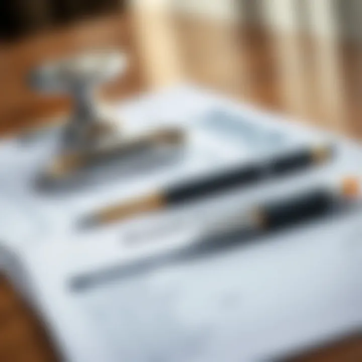 A close-up of a bank application form with a pen and essential documents.