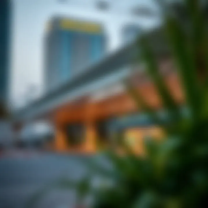 Exterior view of Al Barsha Metro Station showcasing its modern architecture