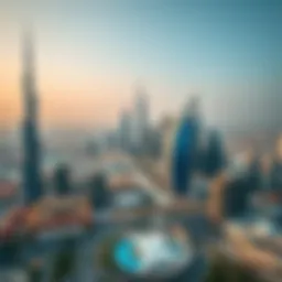 Aerial view of Dubai skyline showcasing iconic buildings