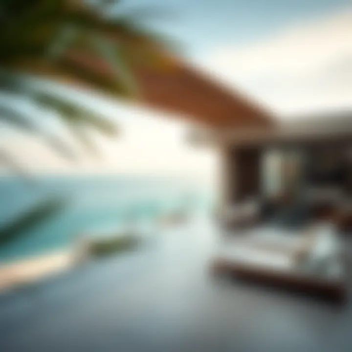 Outdoor terrace of a villa overlooking the ocean