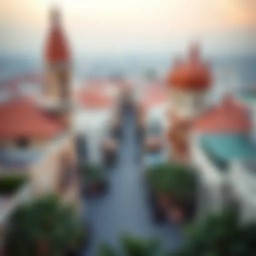 A panoramic view of Old Town Dubai showcasing its blend of traditional and modern architecture.