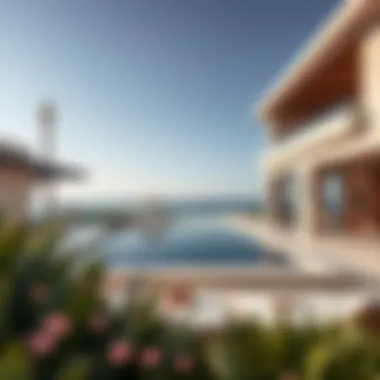 Panoramic view of luxurious villa with private beach access