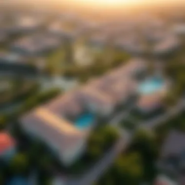 Aerial view of Discovery Gardens, highlighting the community layout and greenery