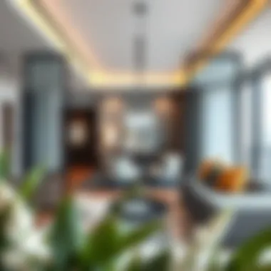 Interior view of a partitioned living space showcasing modern furnishings