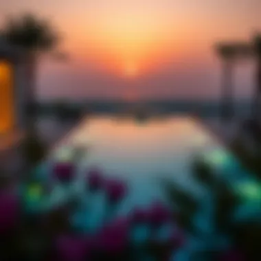 Romantic Getaway: Private Pool Bliss Romantic private pool setting with sunset