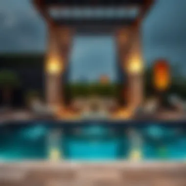 Sophisticated Lounging by the Private Pool Serene private poolside lounging area decorated with chic furnishings