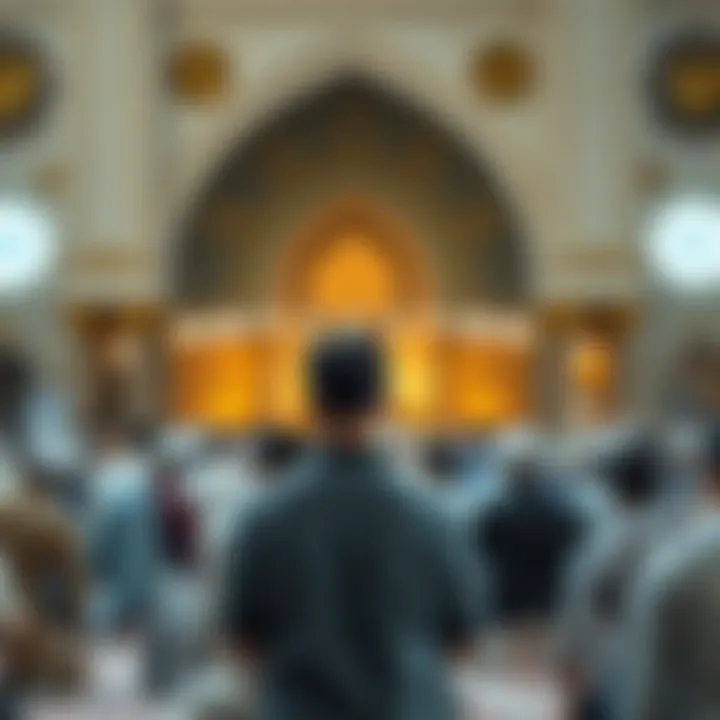 Prayer Gathering in Mosque During Ramadan Muslims engaging in prayer in a mosque