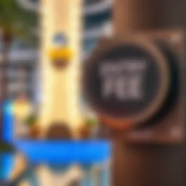 Close-up of the entry fee signage at Riverland Dubai