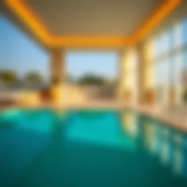 Amenities offered at Roda Amwaj Suites including pool and fitness center