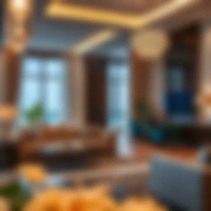 Luxurious suite interior highlighting modern furnishings and decor