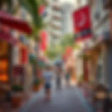 Vibrant street life in Rove Oud Metha with local shops and cafes