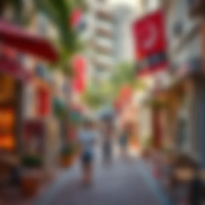 Vibrant street life in Rove Oud Metha with local shops and cafes