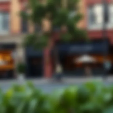 Local amenities including shops and restaurants around Savoy Park Hotel Apartments