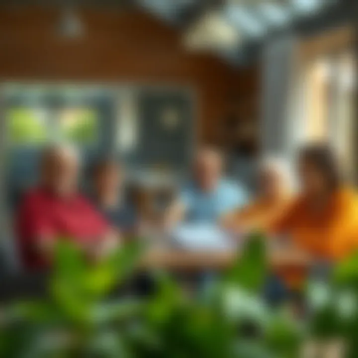 Diverse residents engaging in communal activities