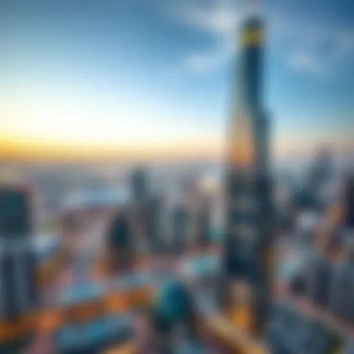 Panoramic view of Shatha Tower in Dubai's skyline