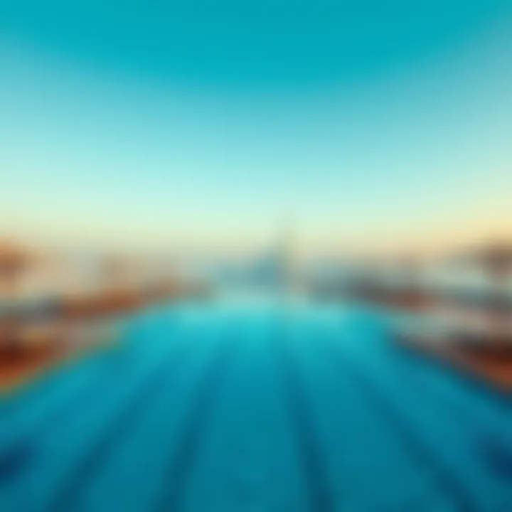 Breathtaking rooftop pool at the Sky View Hotel with city skyline views