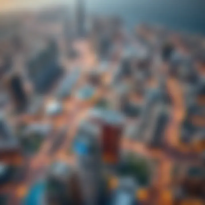 Aerial view showcasing the bustling urban landscape of Dubai
