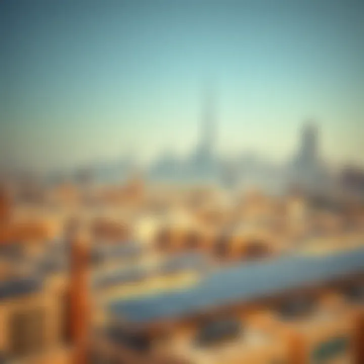 An overview of Dubai skyline with solar installations