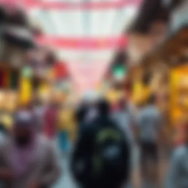 Energetic Marketplace Dynamics Foot traffic illustrating the bustling atmosphere of the marketplace
