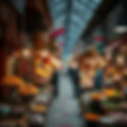 Vibrant market scene showcasing diverse goods at Souk Al Kabeer