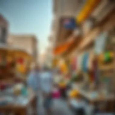 Vibrant marketplace in Al Seef, highlighting local commerce