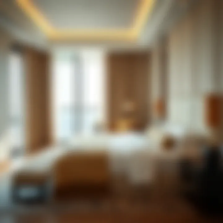 Sophisticated bedroom design in Swissotel Al Murooj Dubai apartments, featuring luxurious bedding.