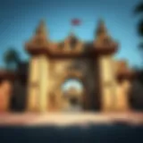 An intricately designed ancient city gate showcasing historical architecture