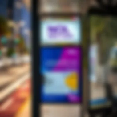 A vibrant scene of a bus stop featuring NOL Card signage and information