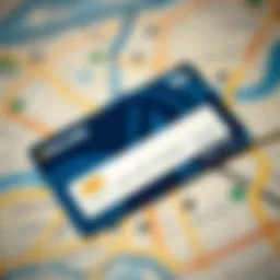 A close-up view of a NOL Card placed on a city map of Dubai