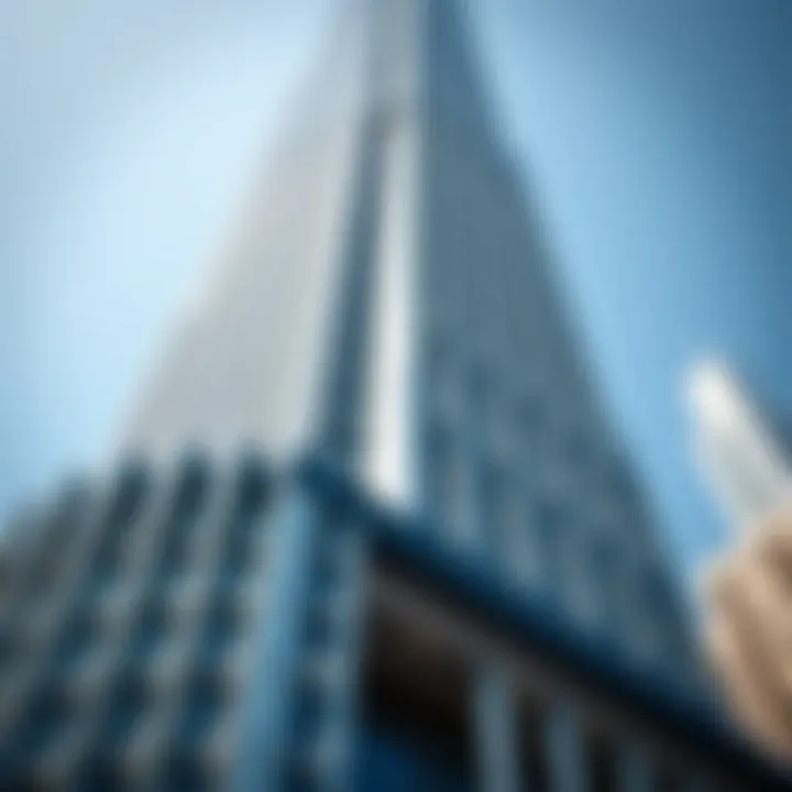 Close-up of architectural details of the tallest building