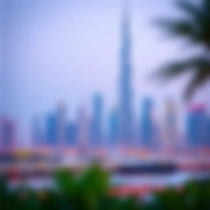 Vibrant Dubai skyline including Trafalgar Tower