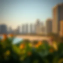 Scenic view of Umm Suqeim beach with modern skyline