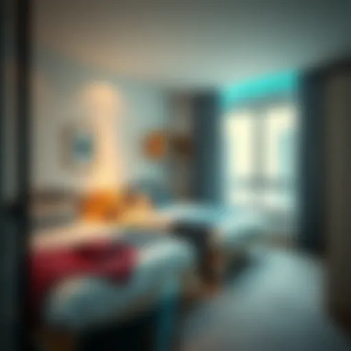 Cozy shared bedroom showcasing bed space arrangement in Al Karama