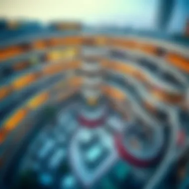 Aerial view of Dubai Mall parking structure showcasing multiple levels