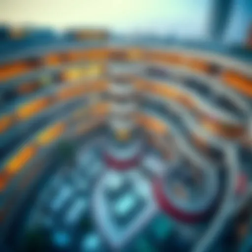 Aerial view of Dubai Mall parking structure showcasing multiple levels